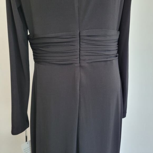 NEW Calvin Klein Black Maxi Dress Evening Stretch Jersey Long Sleeve Women 10 - Picture 8 of 12